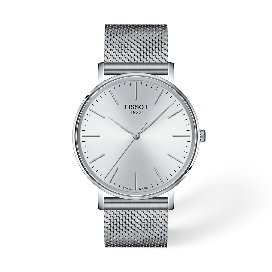 Front view of the watch Tissot Everytime 40mm with shadow