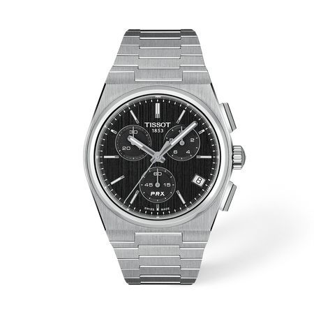 Front view of the watch Tissot PRX 41mm with shadow