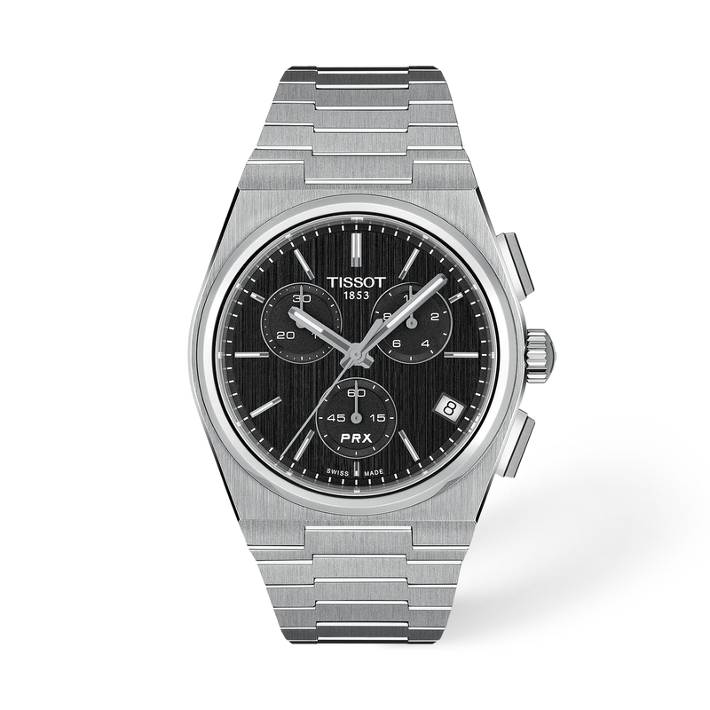Front view of the watch Tissot PRX 41mm with shadow