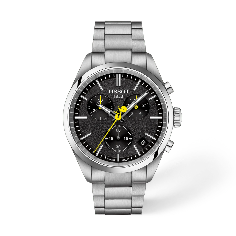 Vorderansicht der Uhr Tissot PR 100 Tour de France 40mm mit Schatten