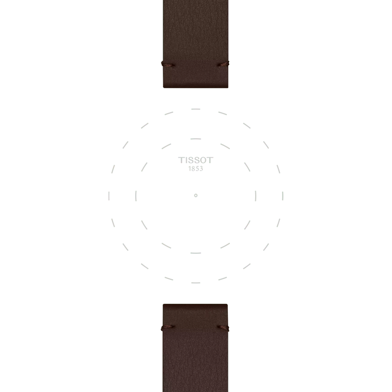 Focus on the lugs of Tissot Kahverengi Sentetik Kayış Boynuz Aralığı 18 mm