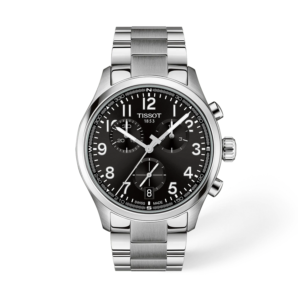 Vorderansicht der Uhr Tissot Chrono L 42mm mit Schatten