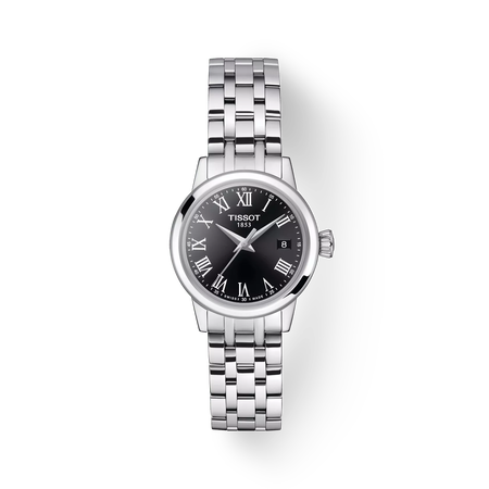 Front view of the watch Tissot Classic Dream 28mm with shadow