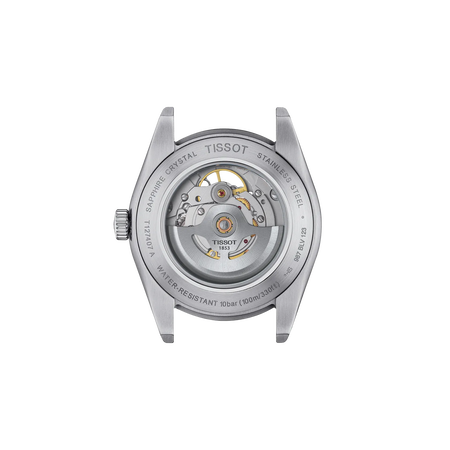 Back view of the watch case Tissot Gentleman Open Heart 40mm