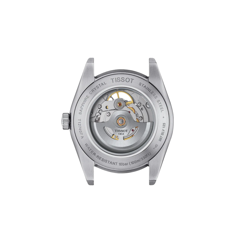 Back view of the watch case Tissot Gentleman Open Heart 40mm