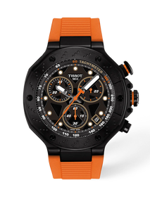 Front view of the watch Tissot T-Race 45mm with shadow