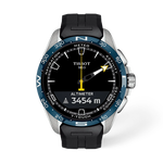 Vue de face de la montre Tissot T-Touch Connect Solar Jungfraubahn 47.5mm avec ombre