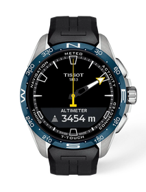 Front view of the watch Tissot T-Touch Connect Solar Jungfraubahn 47.5mm with shadow