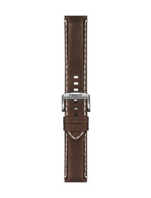มุมมองด้านหน้าของ Tissot Official Brown Leather Strap Lugs 22 mm