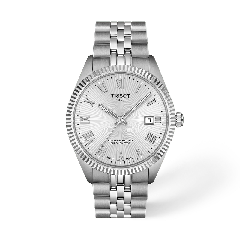 Front view of the watch Tissot Ballade 39mm with shadow