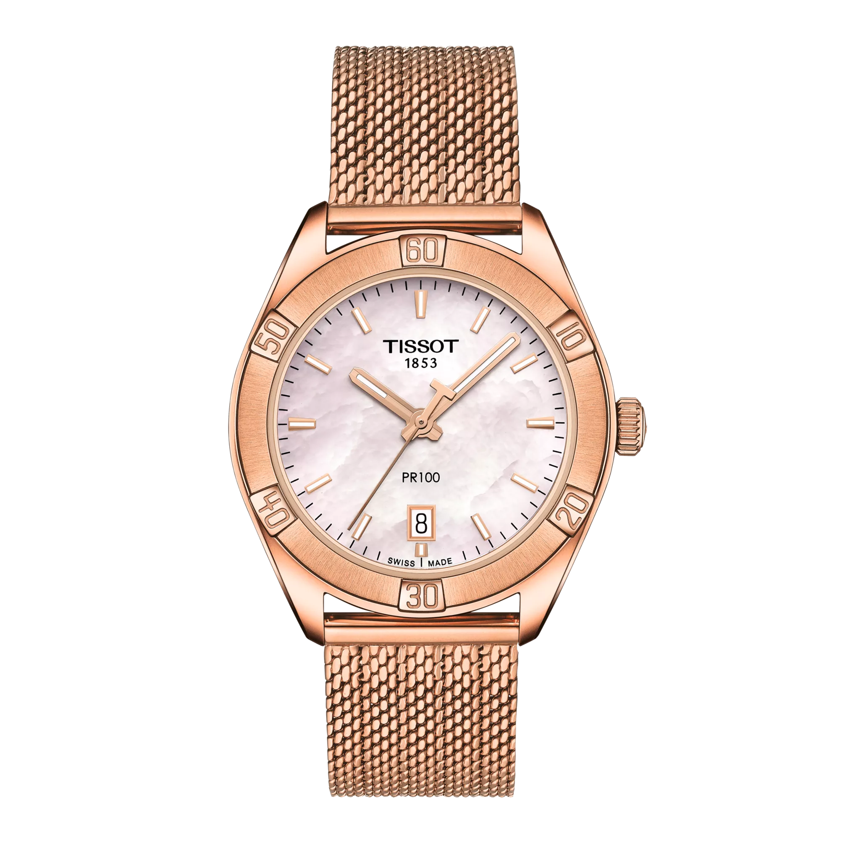 Front view of the watch Tissot PR 100 Sport Chic