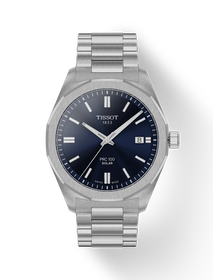 Front view of the watch Tissot PRC 100 Solar 39mm with shadow