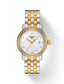 Vorderansicht der Uhr Tissot Bridgeport Lady mit Schatten