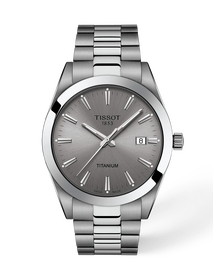 Front view of the watch Tissot Gentleman 40mm with shadow