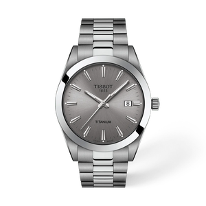 Front view of the watch Tissot Gentleman 40mm with shadow
