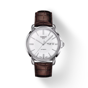 Front view of the watch Tissot Automatics III with shadow