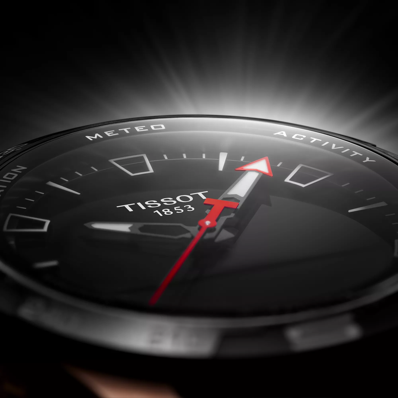 Tissot T-Touch Connect Solar 47.5mm watch on a colored background