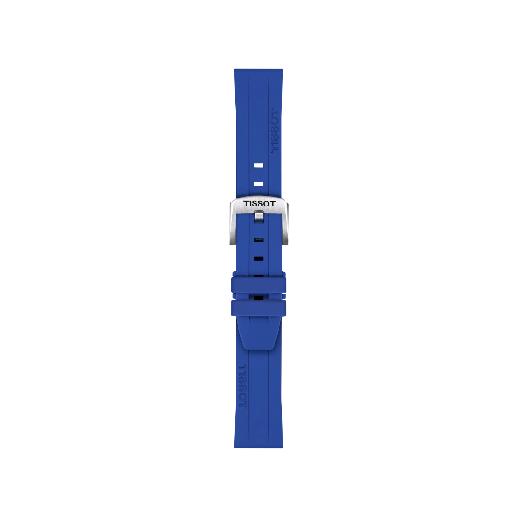 Front view of Bracelet Officiel Tissot Silicone Bleu Entre-cornes 22 mm