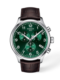 Front view of the watch Tissot Chrono XL Classic 45mm with shadow