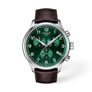 Front view of the watch Tissot Chrono XL Classic 45mm with shadow