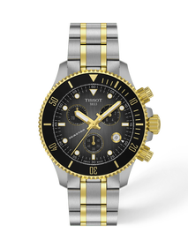 Front view of the watch Tissot Seastar 1000 38mm with shadow