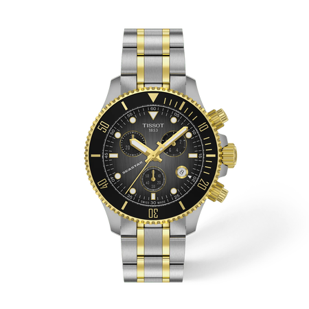 Front view of the watch Tissot Seastar 1000 38mm with shadow