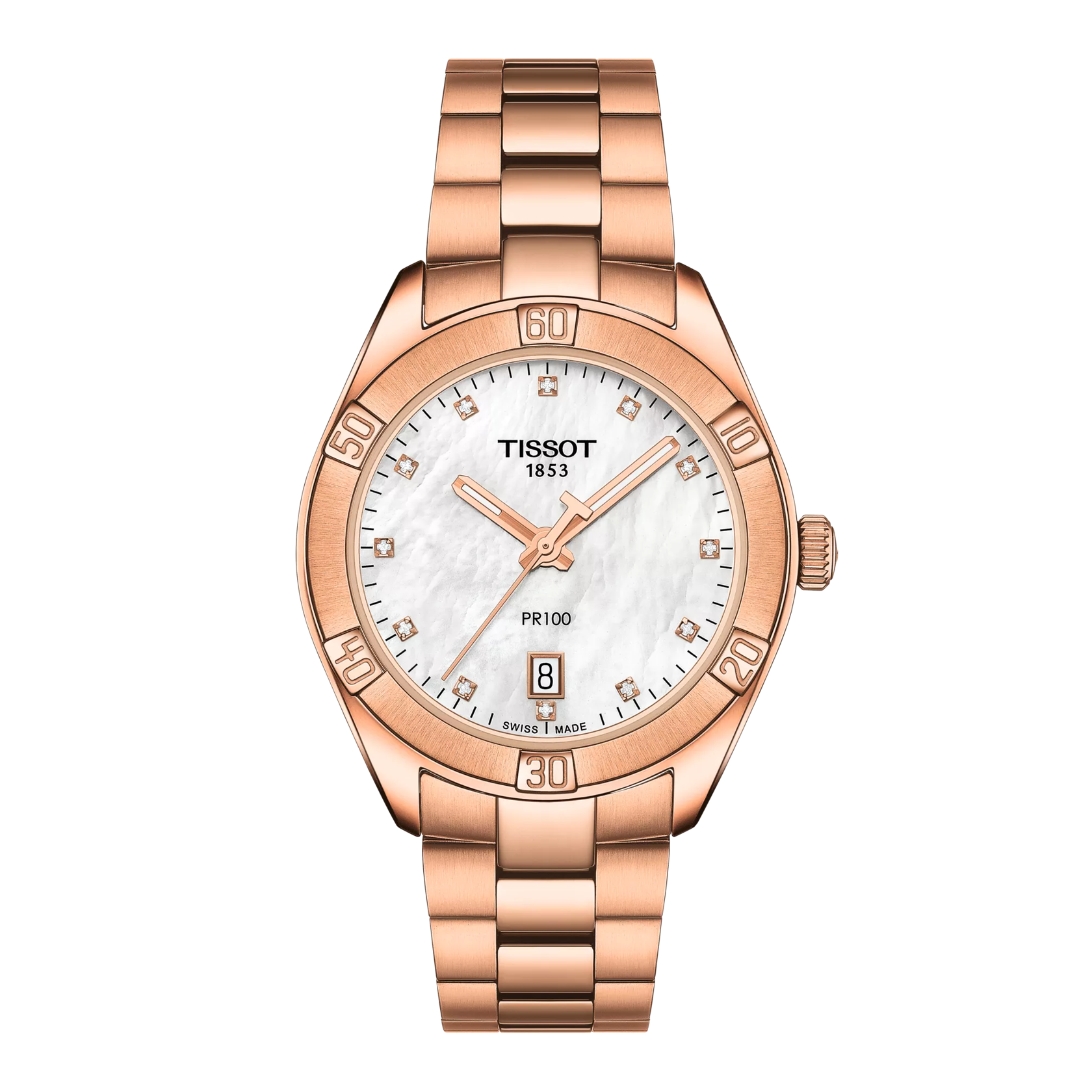 มุมมองด้านหน้าของนาฬิกา Tissot PR 100 Sport Chic