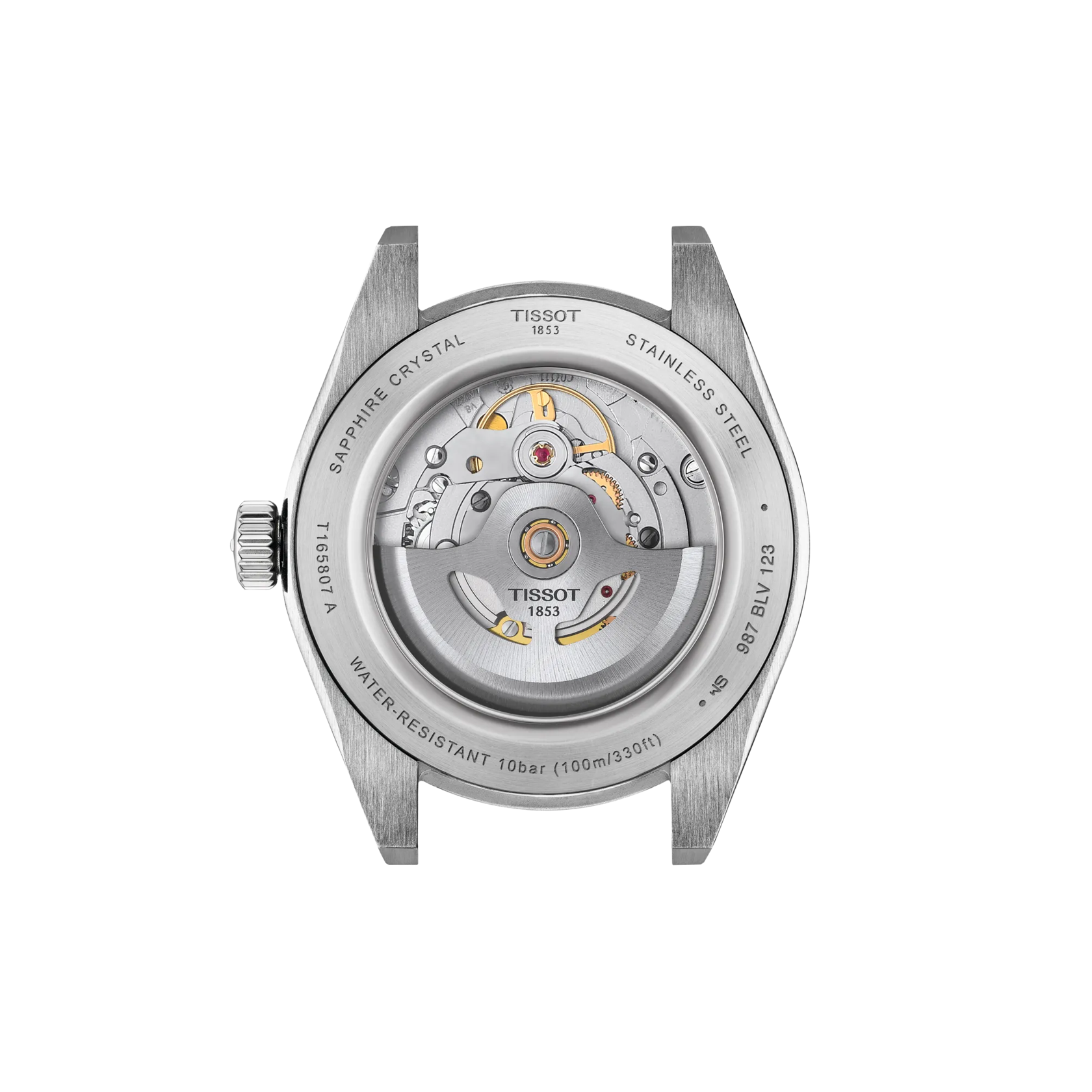 Back view of the watch case Tissot Gentleman 38mm