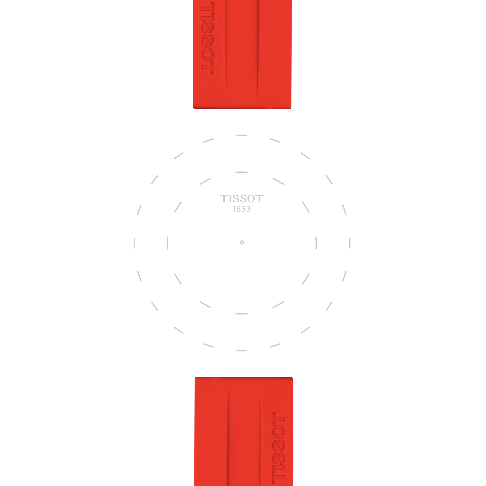 Focus on the lugs of Tissot Official Red Silicone Strap Lugs 22 mm