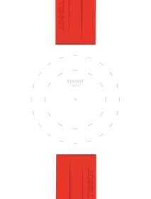 Focus on the lugs of Tissot Official Red Silicone Strap Lugs 22 mm