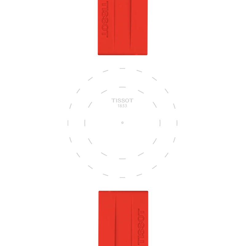 Focus on the lugs of Tissot Official Red Silicone Strap Lugs 22 mm