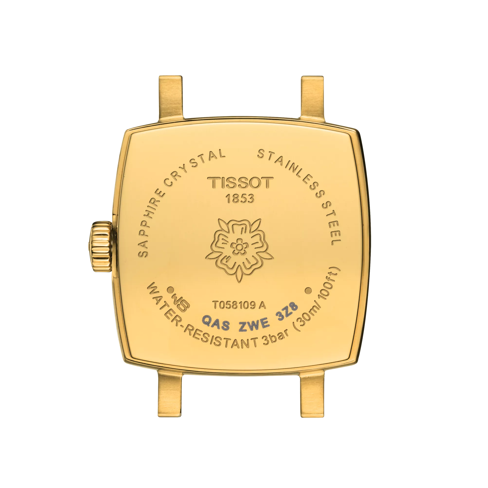 Back view of the watch case Tissot Lovely Square Summer Kit