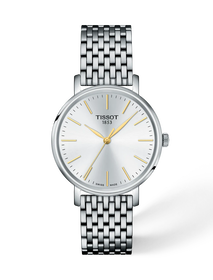 Front view of the watch Tissot Everytime 34mm with shadow