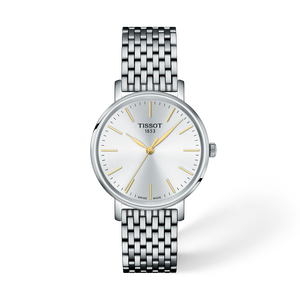 Front view of the watch Tissot Everytime 34mm with shadow