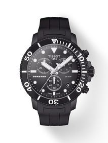 Front view of the watch Tissot Seastar 1000 Chronograph with shadow