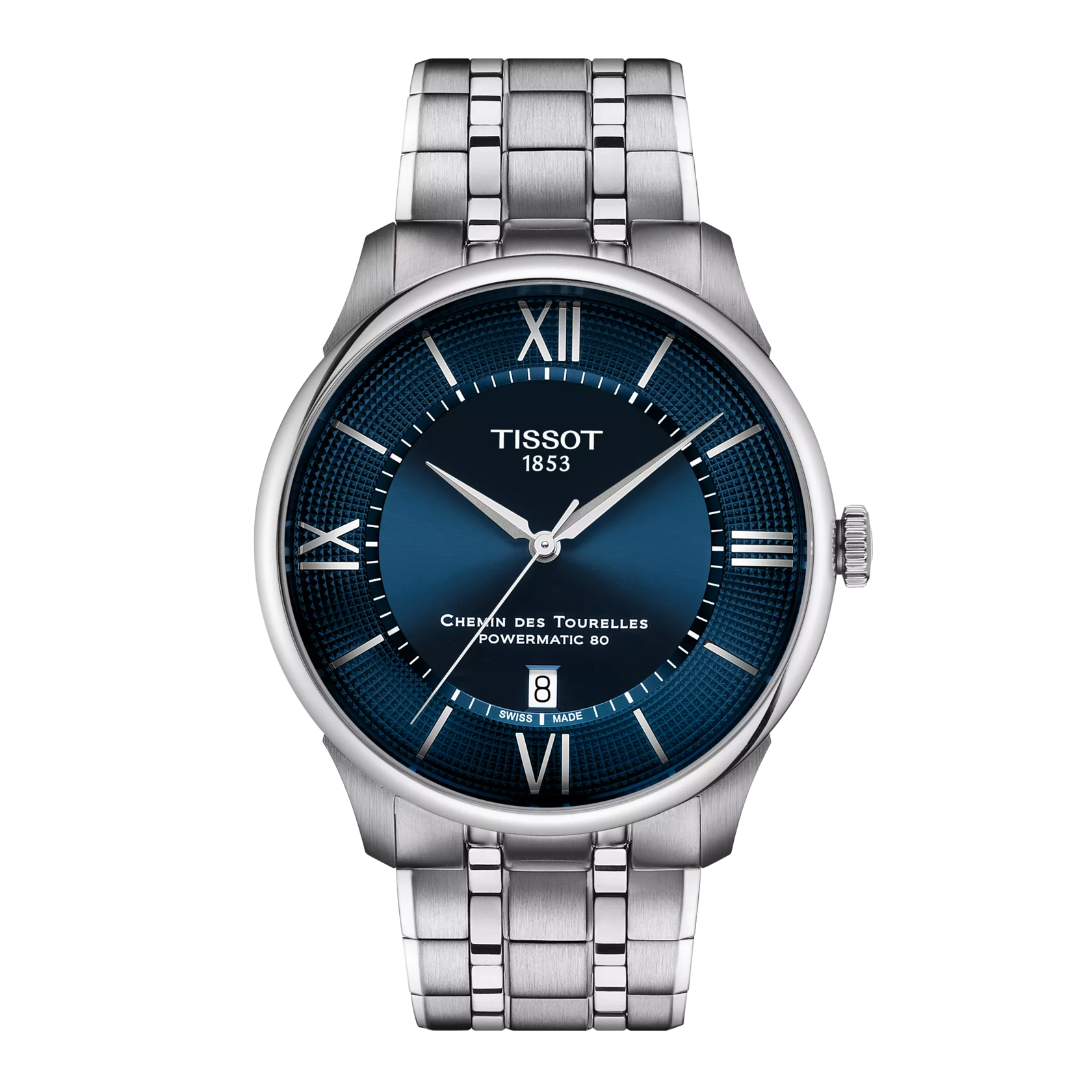 시계 전면 보기 티쏘 슈망 데 뚜렐 파워매틱 80 42mm