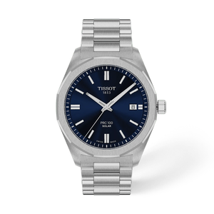 Front view of the watch Tissot PRC 100 Solar 39mm with shadow