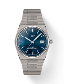 Front view of the watch Tissot PRX Titane 38mm with shadow