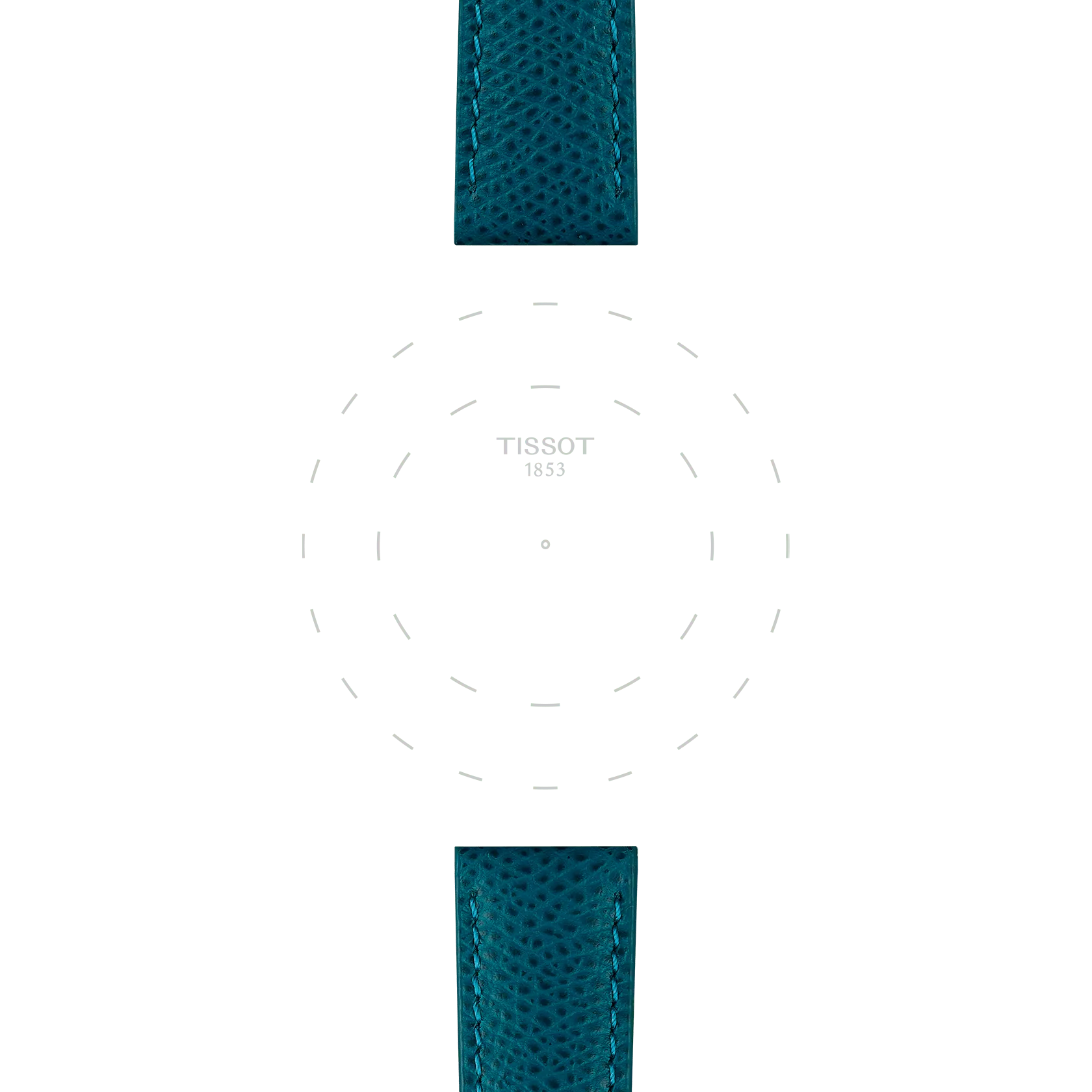 Zoom auf die Geh&auml;useh&ouml;rner von Original Tissot Lederarmband t&uuml;rkis Bandansto&szlig; 18 mm