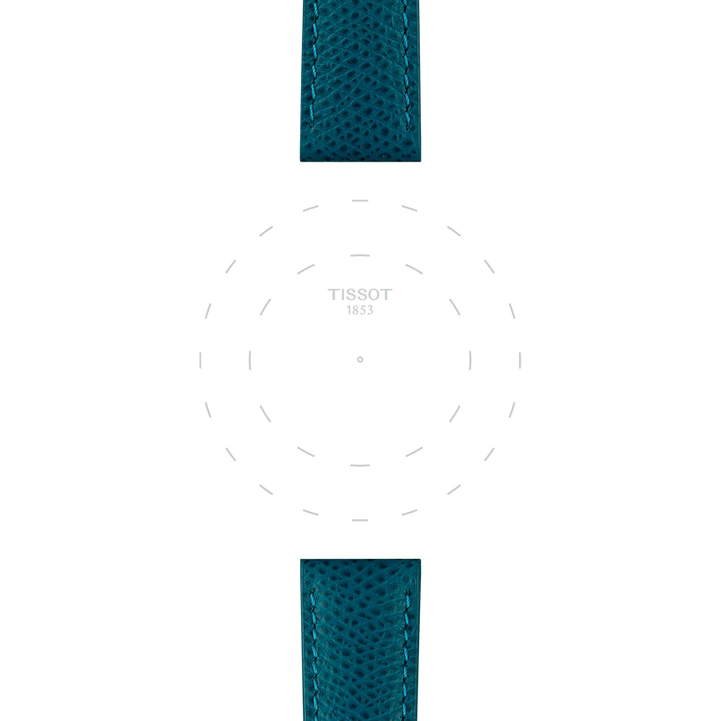 Zoom auf die Geh&auml;useh&ouml;rner von Original Tissot Lederarmband t&uuml;rkis Bandansto&szlig; 18 mm