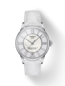 Vue de face de la montre Tissot Chemin des Tourelles Powermatic 80 Lady avec ombre