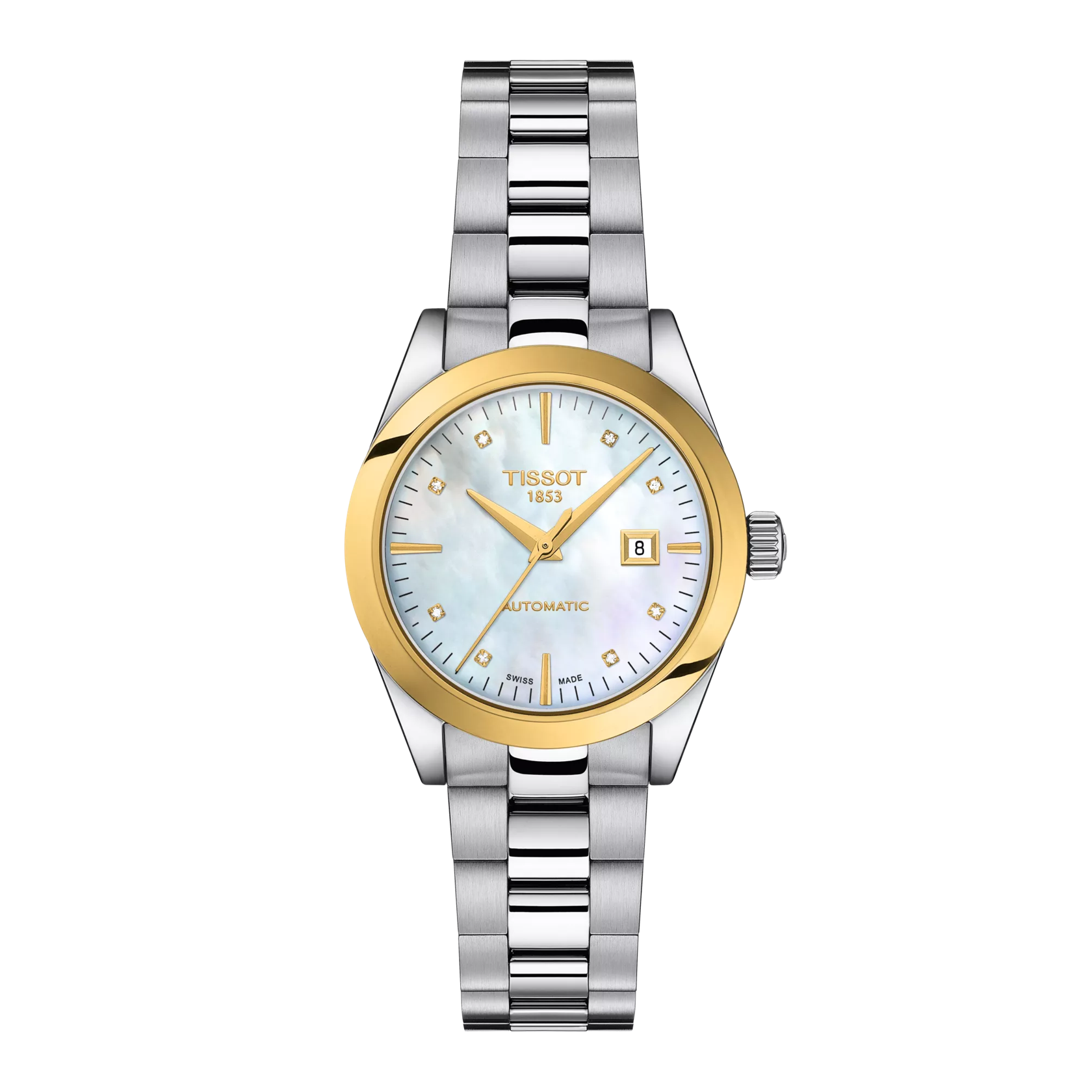 Front view of the watch Tissot T-My Lady Gold 29mm