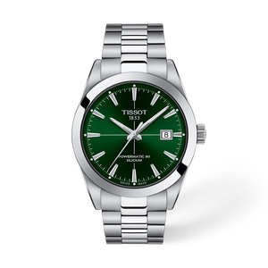 Front view of the watch Tissot Gentleman 40mm with shadow