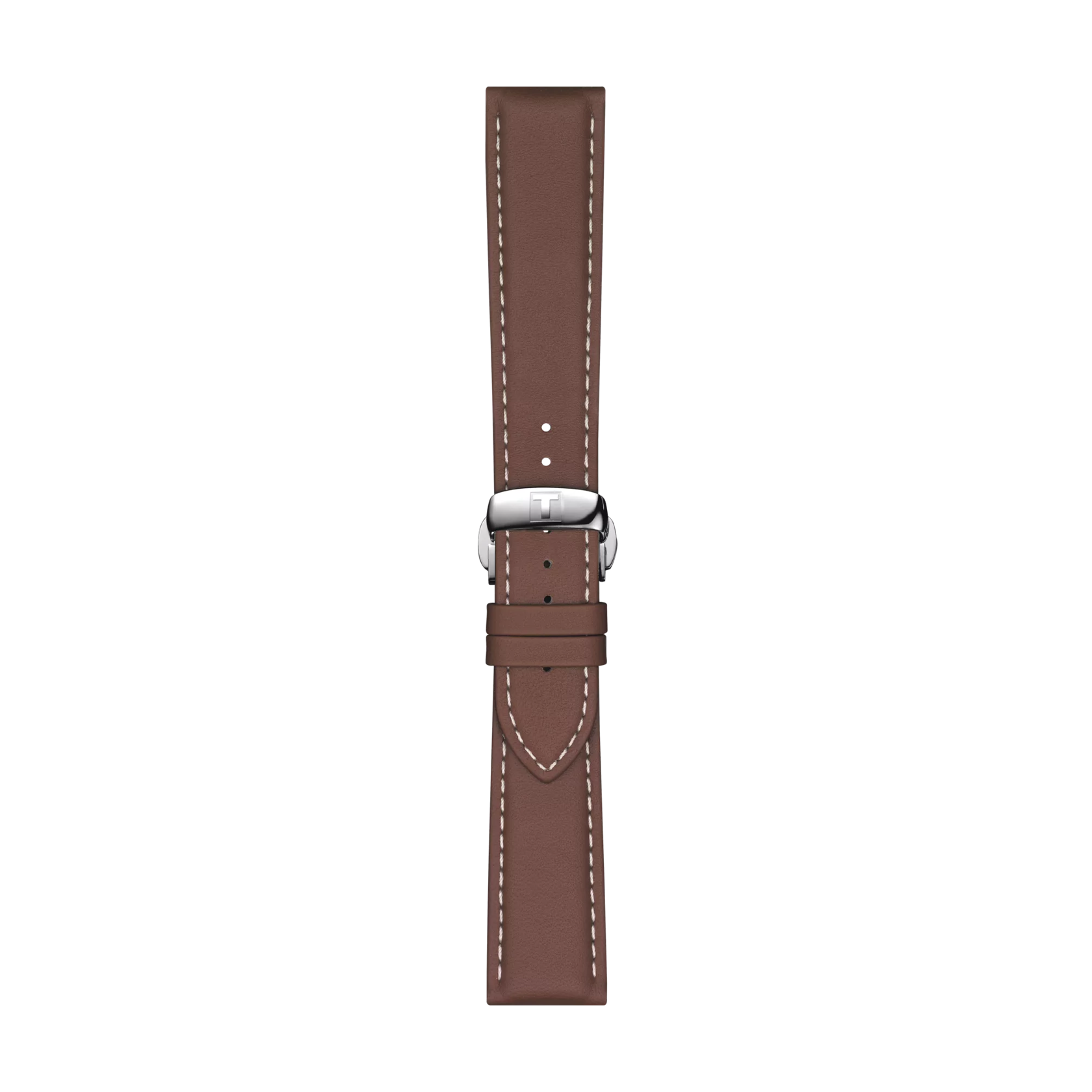 Front view of Tissot Official Brown Leather Strap Lugs 21 mm