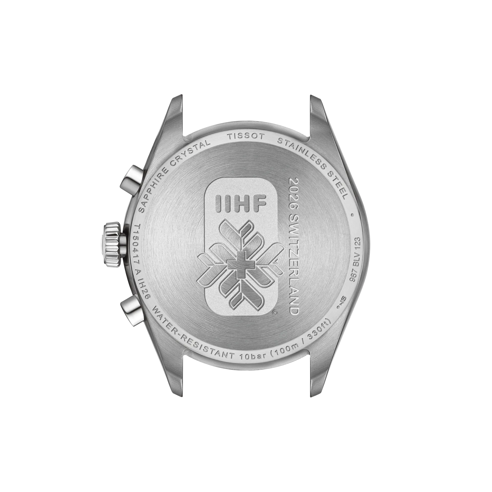 Back view of the watch case Tissot PR 100 Ice Hockey 2026 40mm