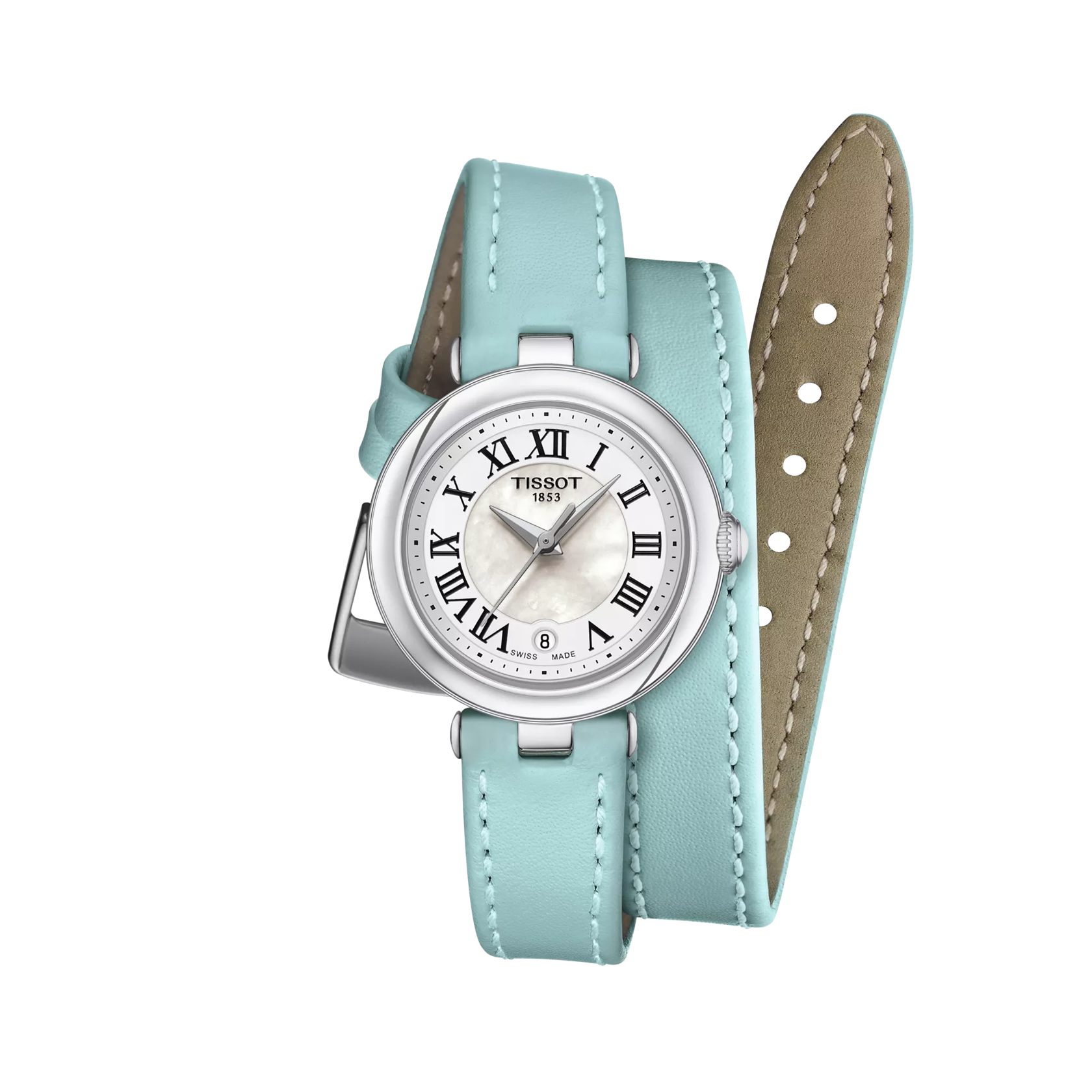 Vista frontal del reloj Tissot Bellissima 26mm - M double tour strap
