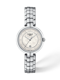 Front view of the watch Tissot Flamingo 30mm with shadow