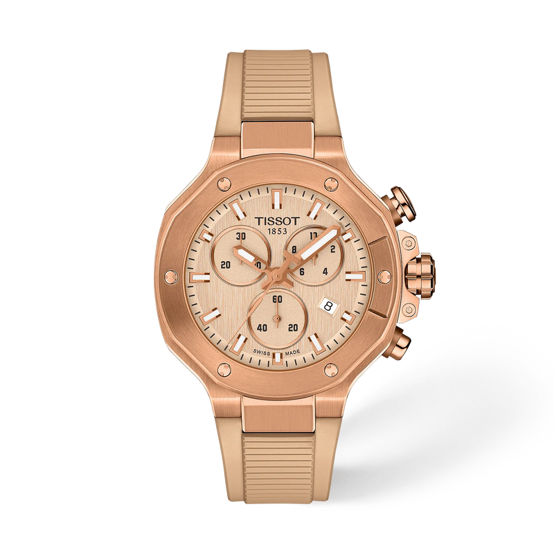 Front view of the watch Tissot T-Race 38mm with shadow