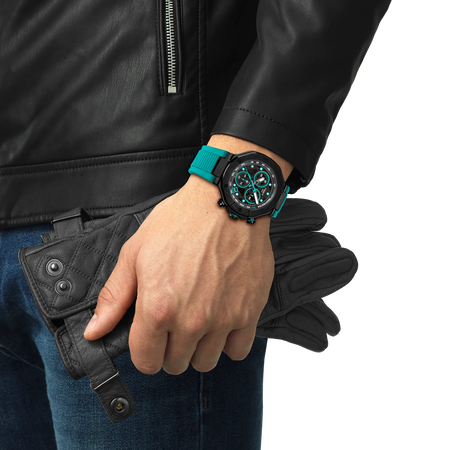 Simulation of the watch Tissot T-Race 45mm on a wrist