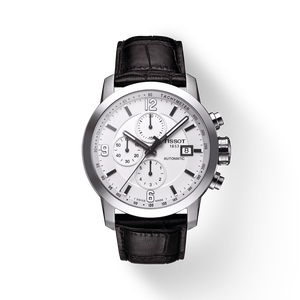 Front view of the watch Tissot PRC 200 Automatic Chronograph with shadow